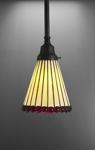 Vintage Amber and Red Cone Shaped Pendant Ceiling Light